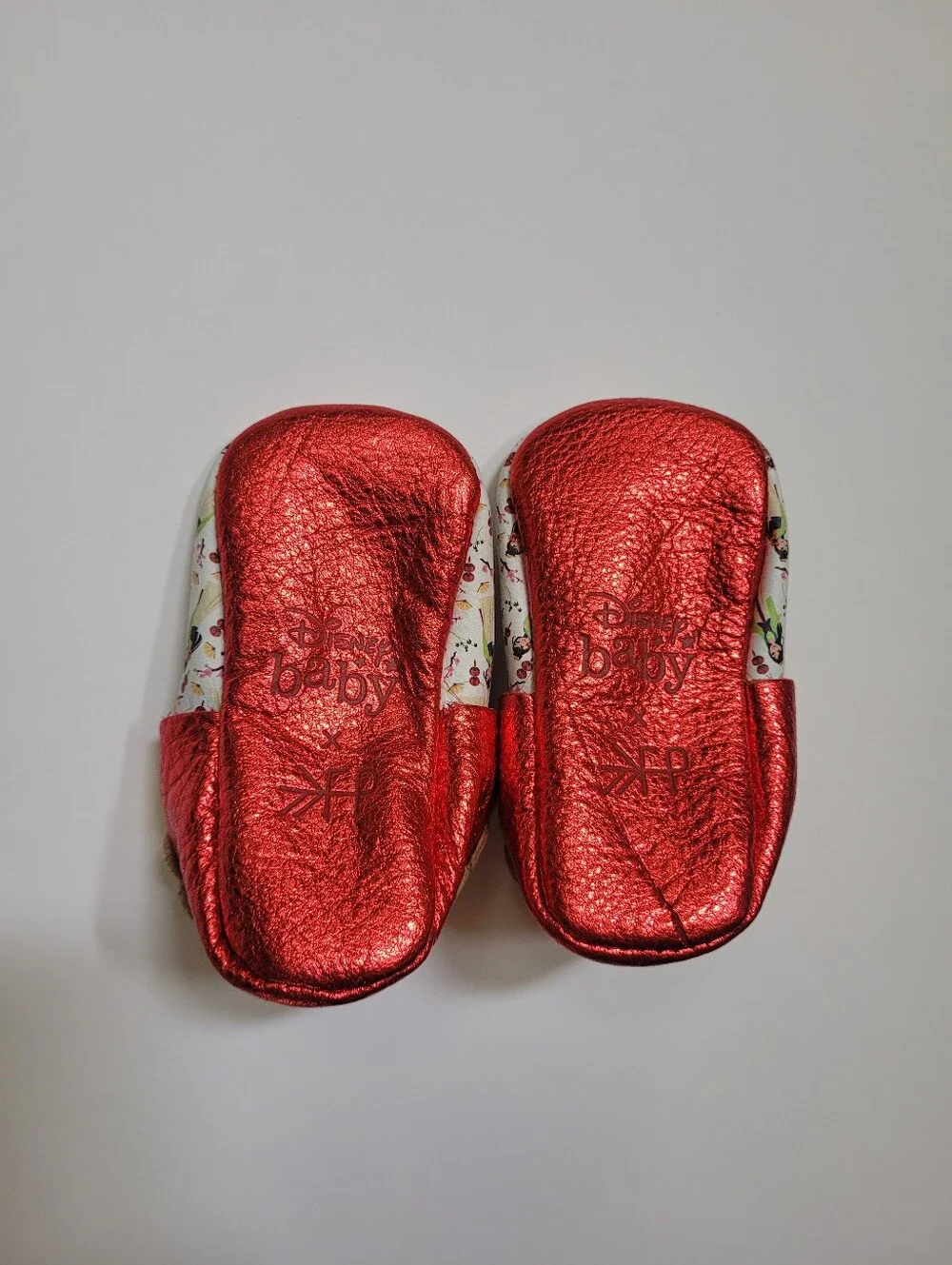 Freshly Picked Disney Baby Red MULAN Bow Moccasin Sz 3 Infant Shoes